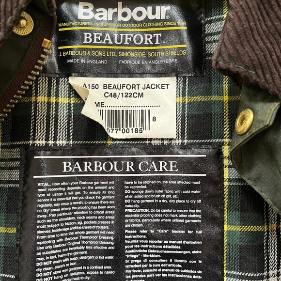 BARBOUR Beaufort Oil Cloth Jacket Vintage sz: 48 - Picture 2 of 6